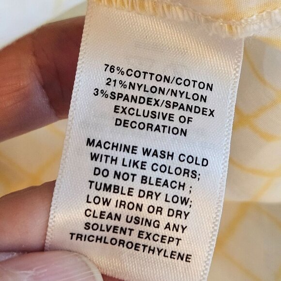 Lafayette 148 New York Size 14 Button-Up Shirt Yellow & White Casual Career - Picture 8 of 8